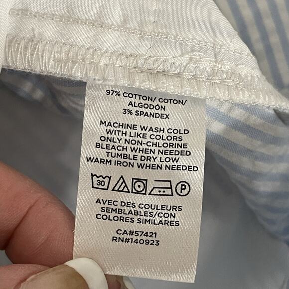 Loft Outlet SKINNY ANKLE Pants Size 6 Light Blue White Stripe Seersucker NEW - Picture 10 of 12